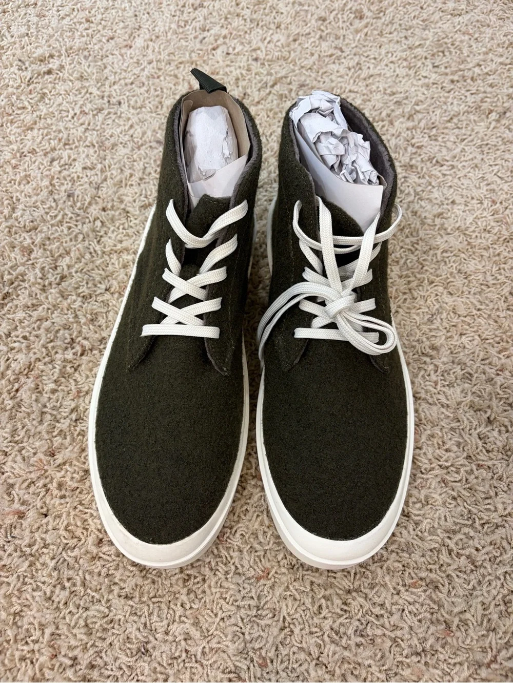 Steve Madden Olive Green Chukka Boots with White Laces